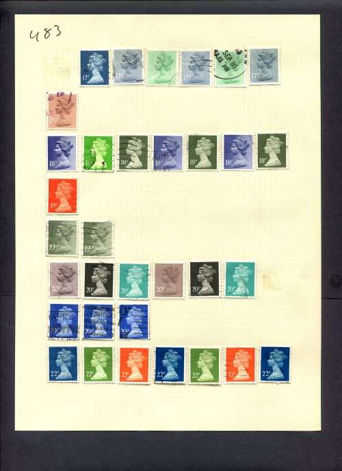 Great Britain - 33 Stamps Mounted (Hinged) On Album Page