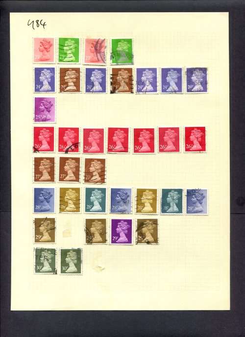 Great Britain - 35 Stamps Mounted (Hinged) On Album Page
