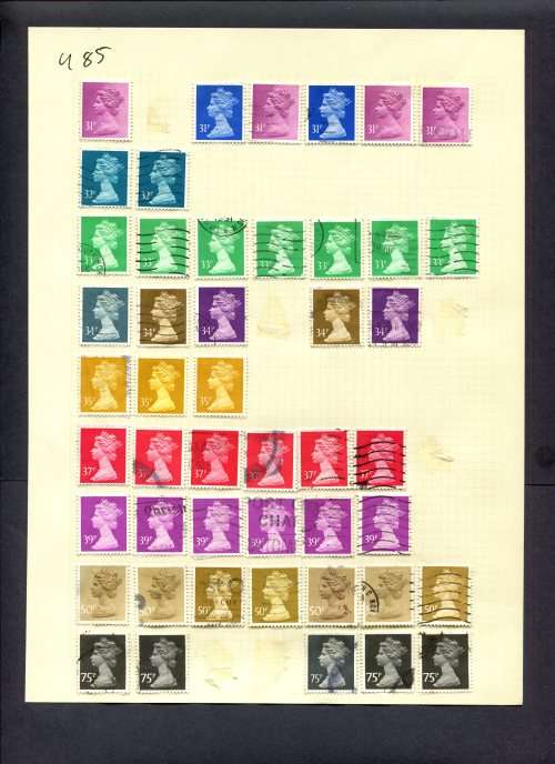 Great Britain - 47 Stamps Mounted (Hinged) On Album Page
