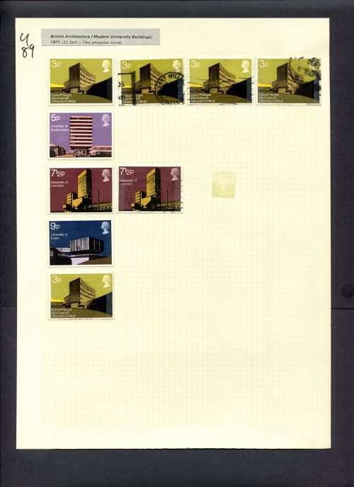 Great Britain - 9 Stamps Mounted (Hinged) On Album Page