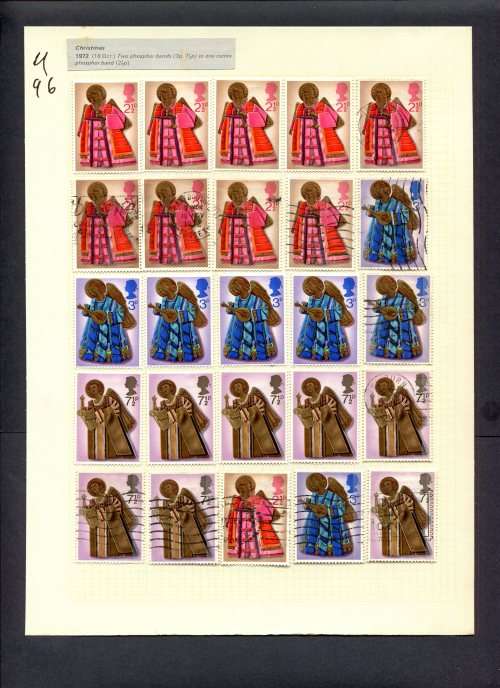 Great Britain - 25 Stamps Mounted (Hinged) On Album Page