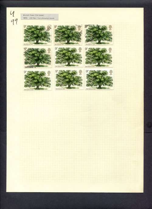 Great Britain - 9 Stamps Mounted (Hinged) On Album Page