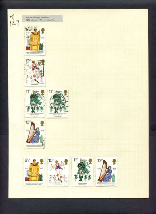 Great Britain - 9 Stamps Mounted (Hinged) On Album Page