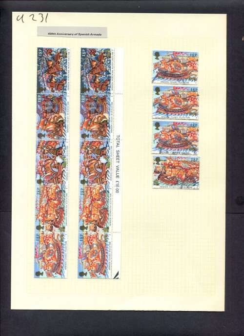 Great Britain - 14 Stamps Mounted (Hinged) On Album Page
