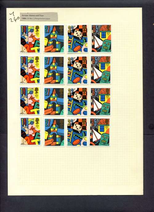 Great Britain - 16 Stamps Mounted (Hinged) On Album Page