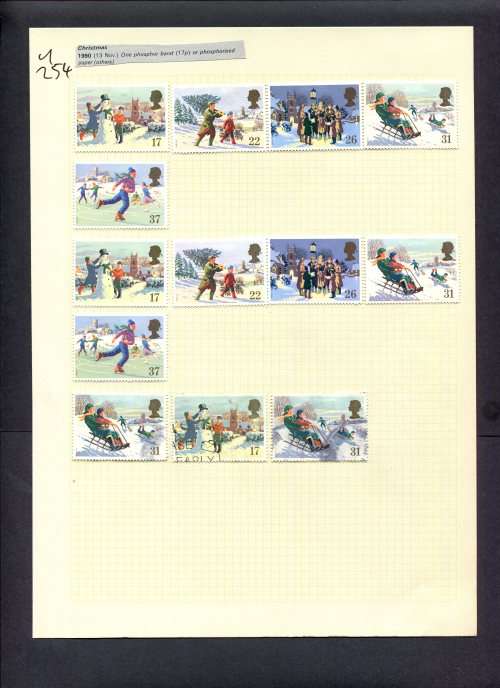 Great Britain - 13 Stamps Mounted (Hinged) On Album Page