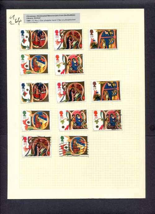 Great Britain - 13 Stamps (Hinged) On Album Page