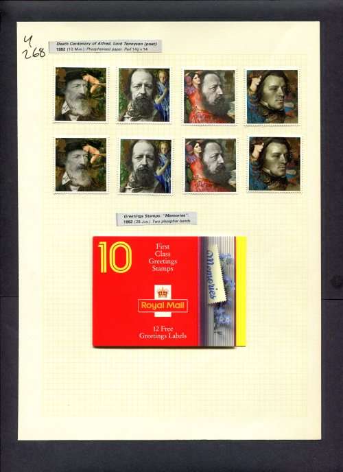 Great Britain - 8 Stamps + 1 Booklet (Hinged) On Album Page