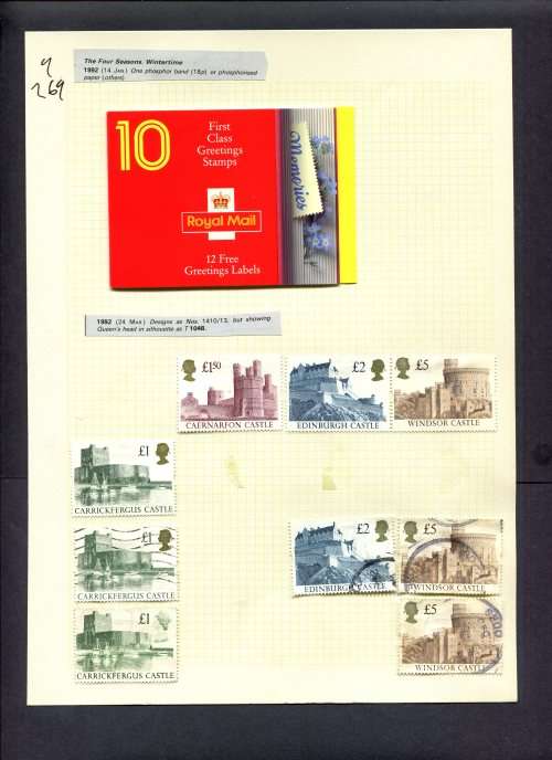 Great Britain - 9 Stamps + 1 Booklet (Hinged) On Album Page