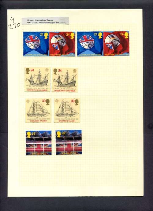 Great Britain - 10 Stamps (Hinged) On Album Page