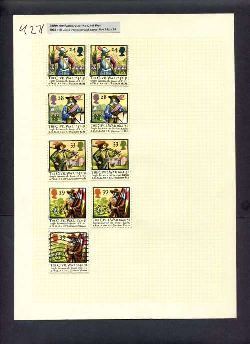 Great Britain - 9 Stamps (Hinged) On Album Page