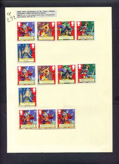Great Britain - 13 Stamps (Hinged) On Album Page