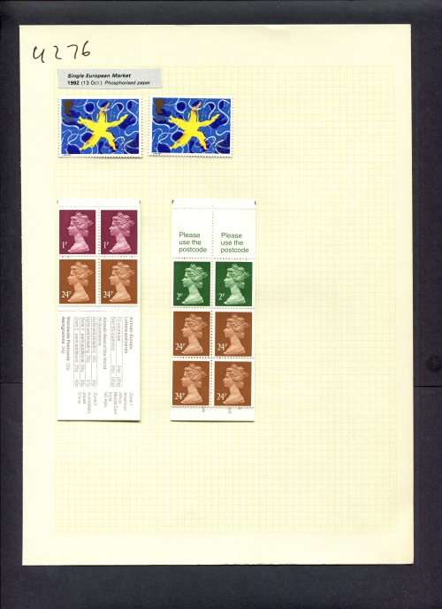 Great Britain - 2 Stamps + 2 Booklets (Hinged) On Album Page