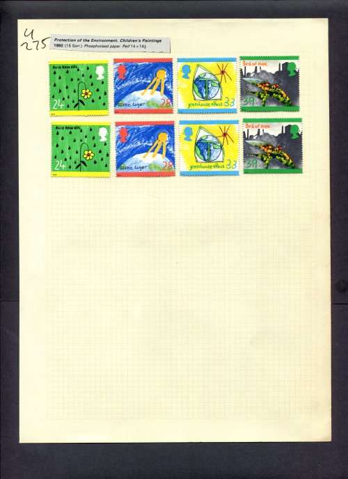 Great Britain - 8 Stamps (Hinged) On Album Page