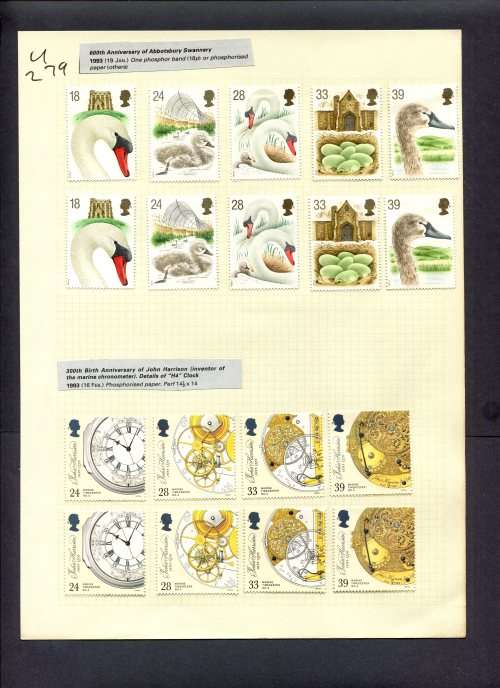 Great Britain - 18 Stamps (Hinged) On Album Page