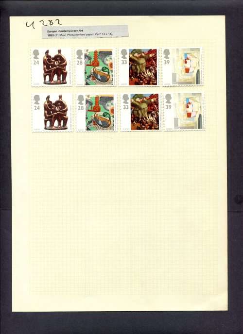 Great Britain - 8 Stamps (Hinged) On Album Page