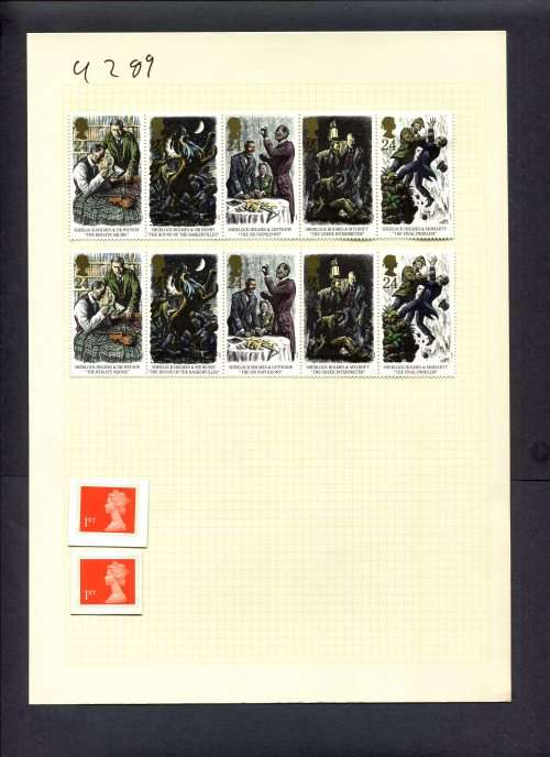 Great Britain - 12 Stamps (Hinged) On Album Page