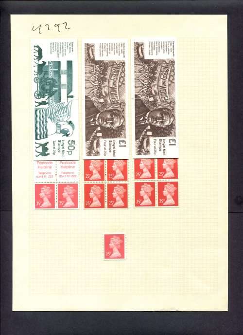 Great Britain - 1 Stamp + 3 Booklets (Hinged) On Album Page