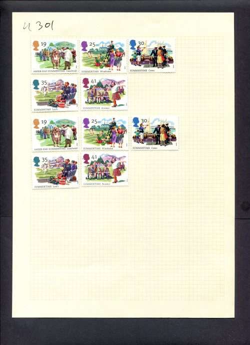 Great Britain - 10 Stamps (Hinged) On Album Page