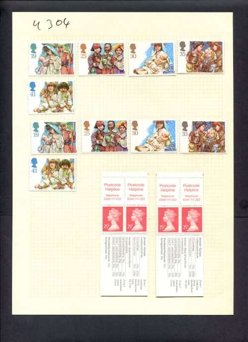 Great Britain - 10 Stamps + 2 Booklets (Hinged) On Album Page