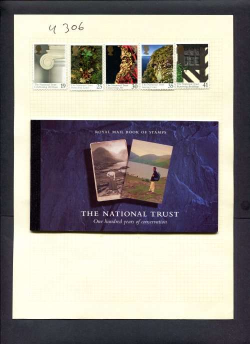 Great Britain - 5 Stamps + 1 Booklet (Hinged) On Album Page
