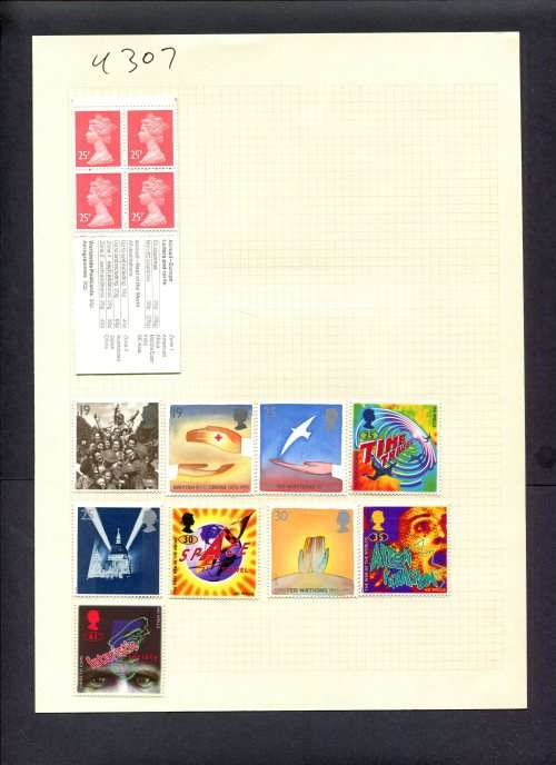 Great Britain - 9 Stamps + 1 Booklet (Hinged) On Album Page
