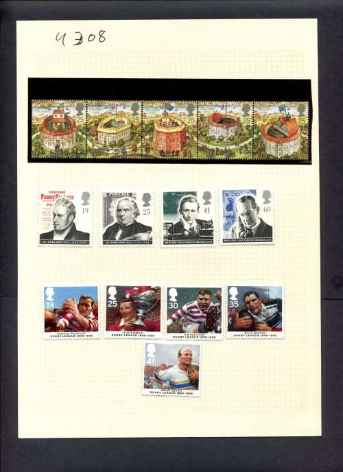 Great Britain - 14 Stamps (Hinged) On Album Page