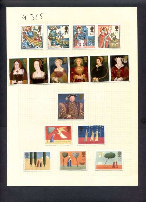 Great Britain - 15 Stamps (Hinged) On Album Page