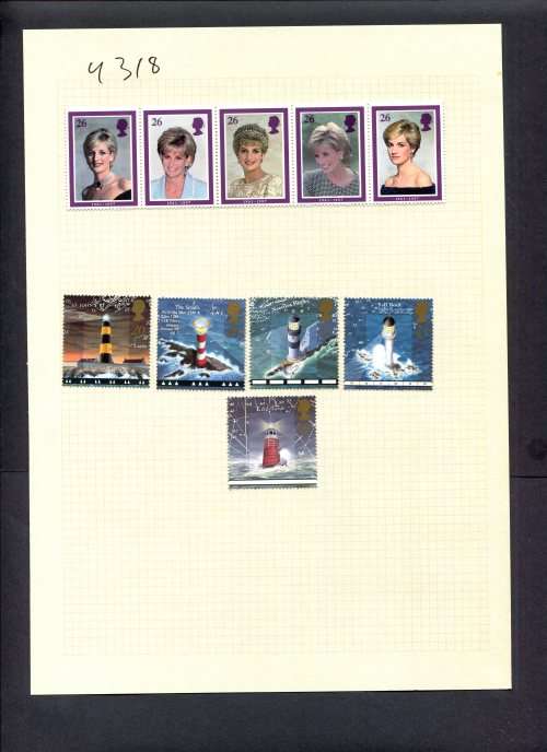 Great Britain - 10 Stamps (Hinged) On Album Page
