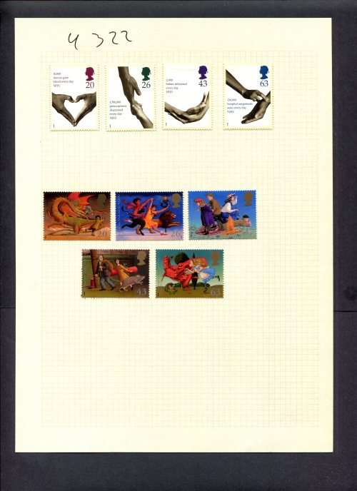 Great Britain - 9 Stamps (Hinged) On Album Page