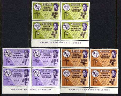 Rhodesia - Set of 3 Imprint Block of 4 - 1965 - MNH