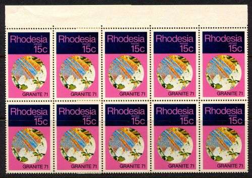 Rhodesia - 3 Double Top Rows of 20 - 1971 - MNH - Folded to Fit in Album/Stock Book