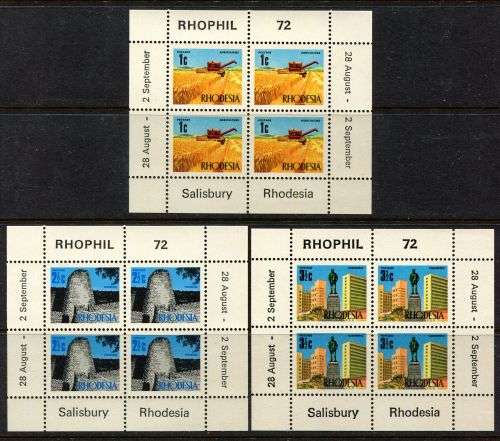 Rhodesia - Set of 3 Miniature Sheets - 1972 - MNH