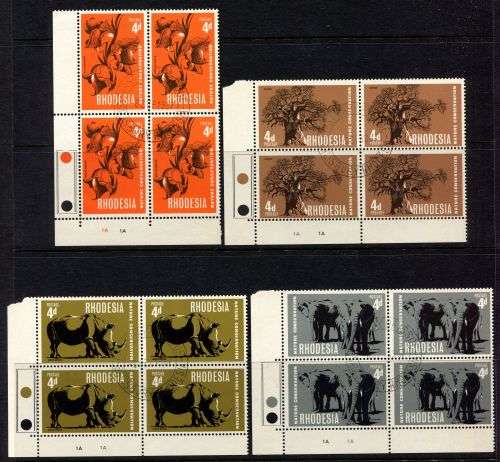 Rhodesia - Set of 4 Control Blocks of 4 1A - 1967 - Used(CTO)