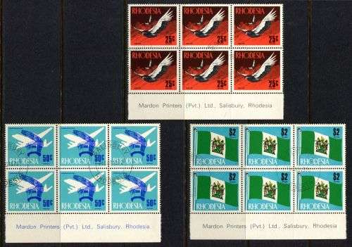 Rhodesia - 13 Imprint Blocks - 1970 - Used(CTO)
