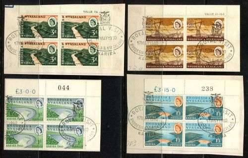 Rhodesia and Nyasaland- Set of 6 Sheet Value Blocks of 4 - 1960 - Used on Pieces