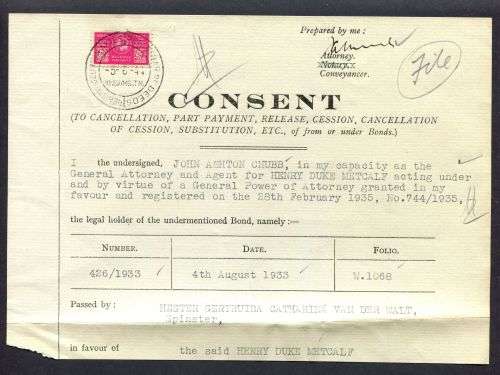 Union Of SA - Revenue Document - 5/- English on the Left