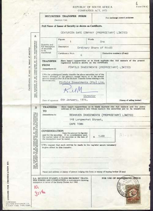 RSA - Revenue Document - Certificate No. 6