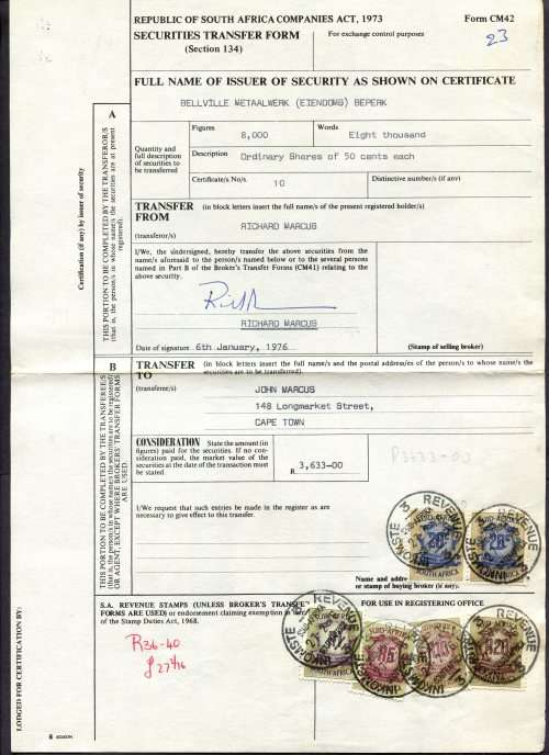 RSA - Revenue Document - Certificate No. 10