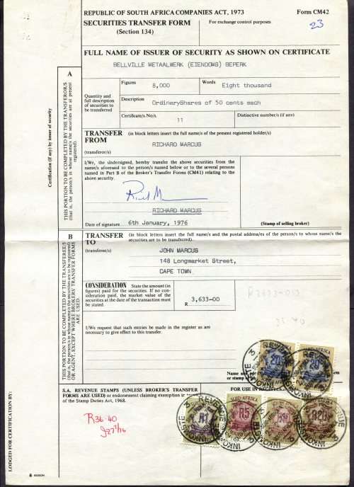 RSA - Revenue Document - Certificate No. 11