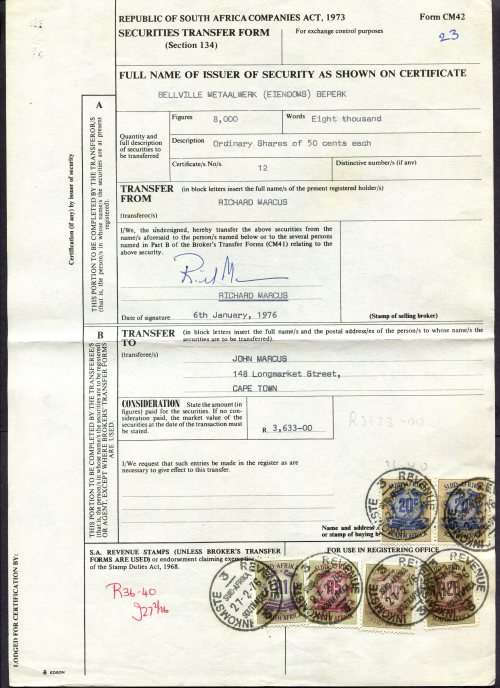 RSA - Revenue Document - Certificate No. 12