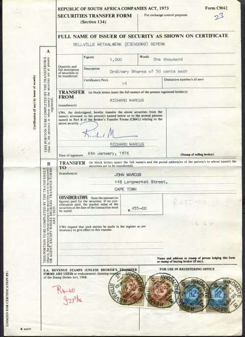 RSA - Revenue Document - Certificate No. 14