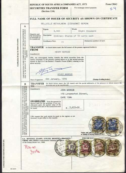 RSA - Revenue Document - Certificate No. 15
