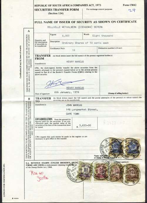RSA - Revenue Document - Certificate No. 16