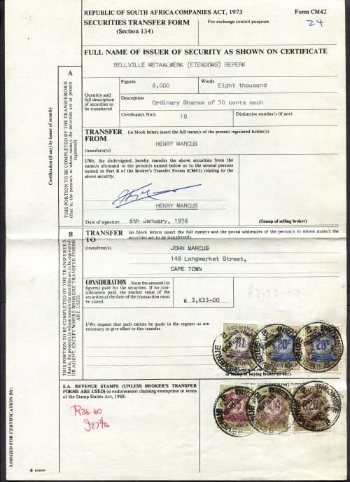 RSA - Revenue Document - Certificate No. 18