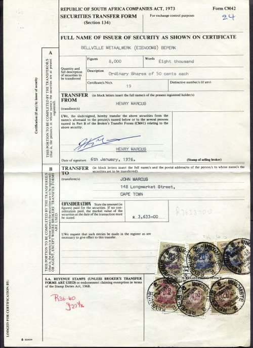 RSA - Revenue Document - Certificate No. 19