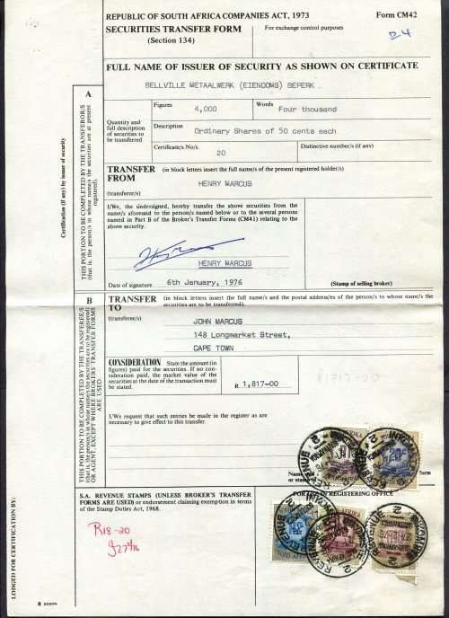 RSA - Revenue Document - Certificate No. 20
