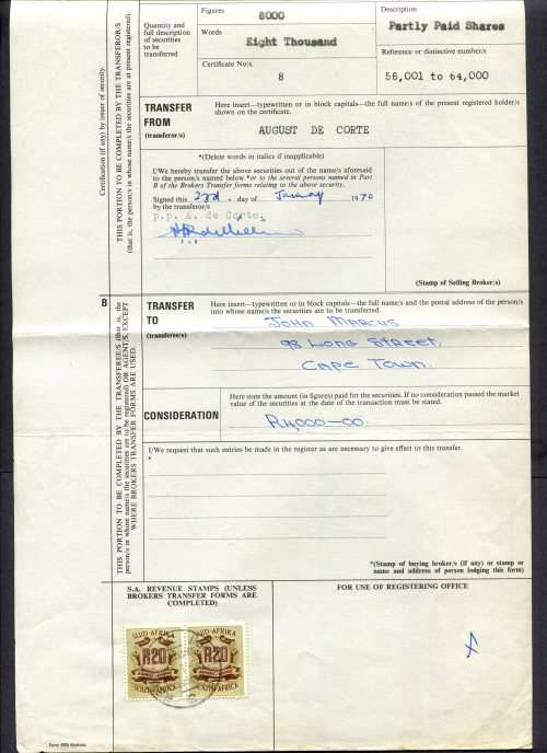 RSA - Revenue Document - Certificate No. 8