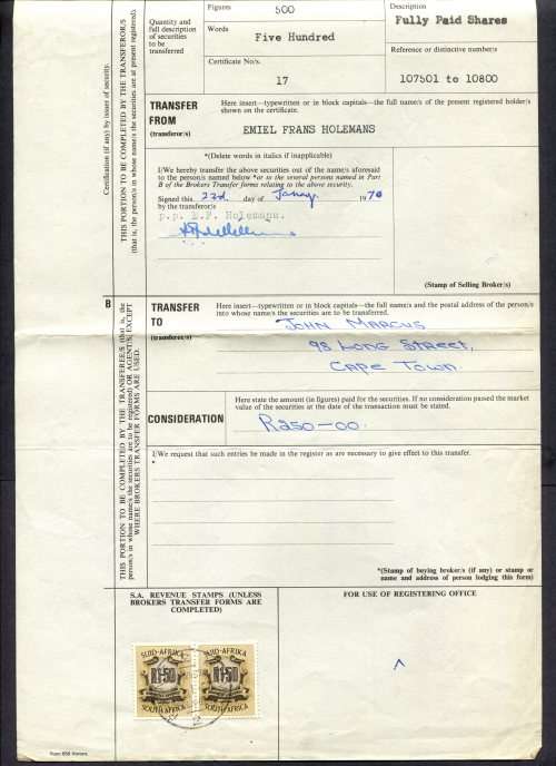 RSA - Revenue Document - Certificate No. 17