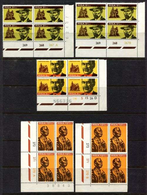 RSA - 5 Control Blocks of 4 - 1968 - MNH